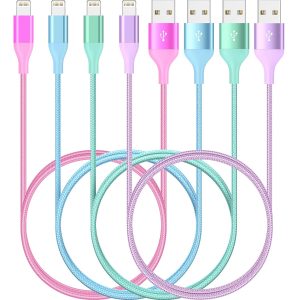 iPhone Charger 4Pack 6 FT Apple MFi Certified Lightning Cable Fast Charging iPhone Charger Cord Colorful Nylon Braided for iPhone 14 13 12 11 Pro Max XR XS X 8 7 6 Plus SE iPad and More