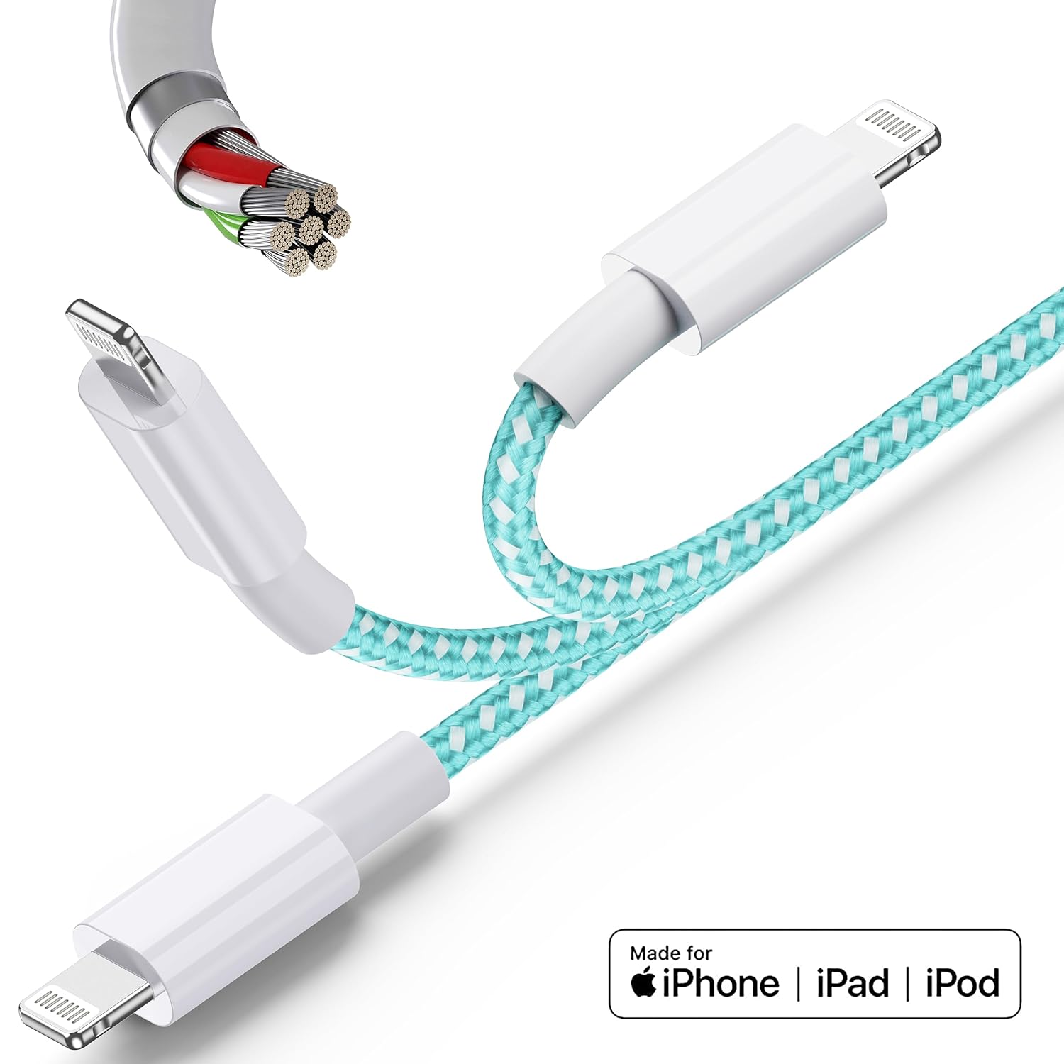 iPhone Charger 6ft Lightning Cable 4Pack, Apple Certified Nylon Braided USB Fast Charging Cord for iPhone 14 13 12 11 Pro MAX Xs XR X 8 7 6S 6 Plus
